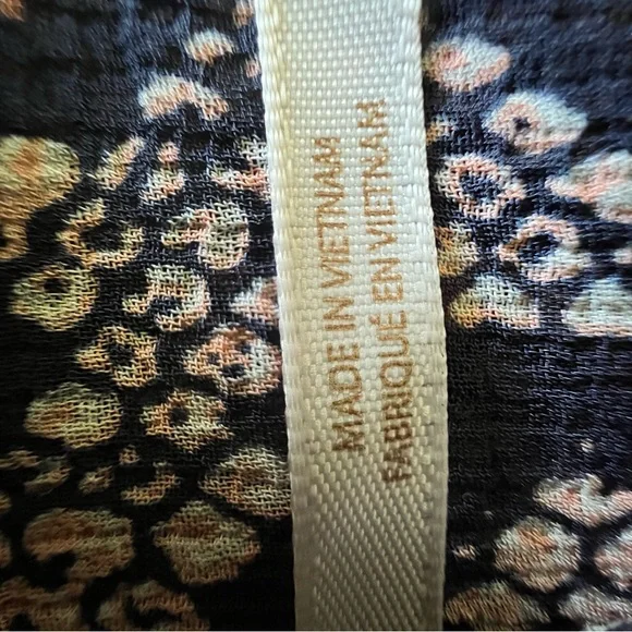 Free People Dani Sheer Boho Festival Floral Paisley Animal Print Button Blouse S - Picture 6 of 9